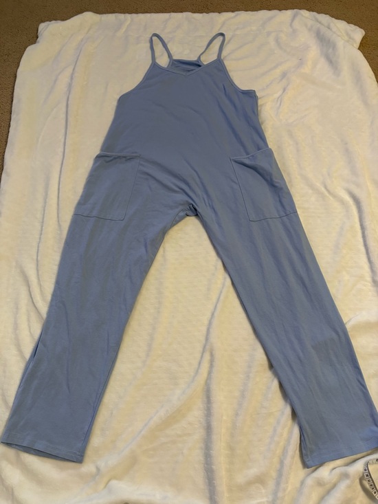 Pants - Light Blue Women’s Romper Size L with Pockets Spaghetti Straps NWOT